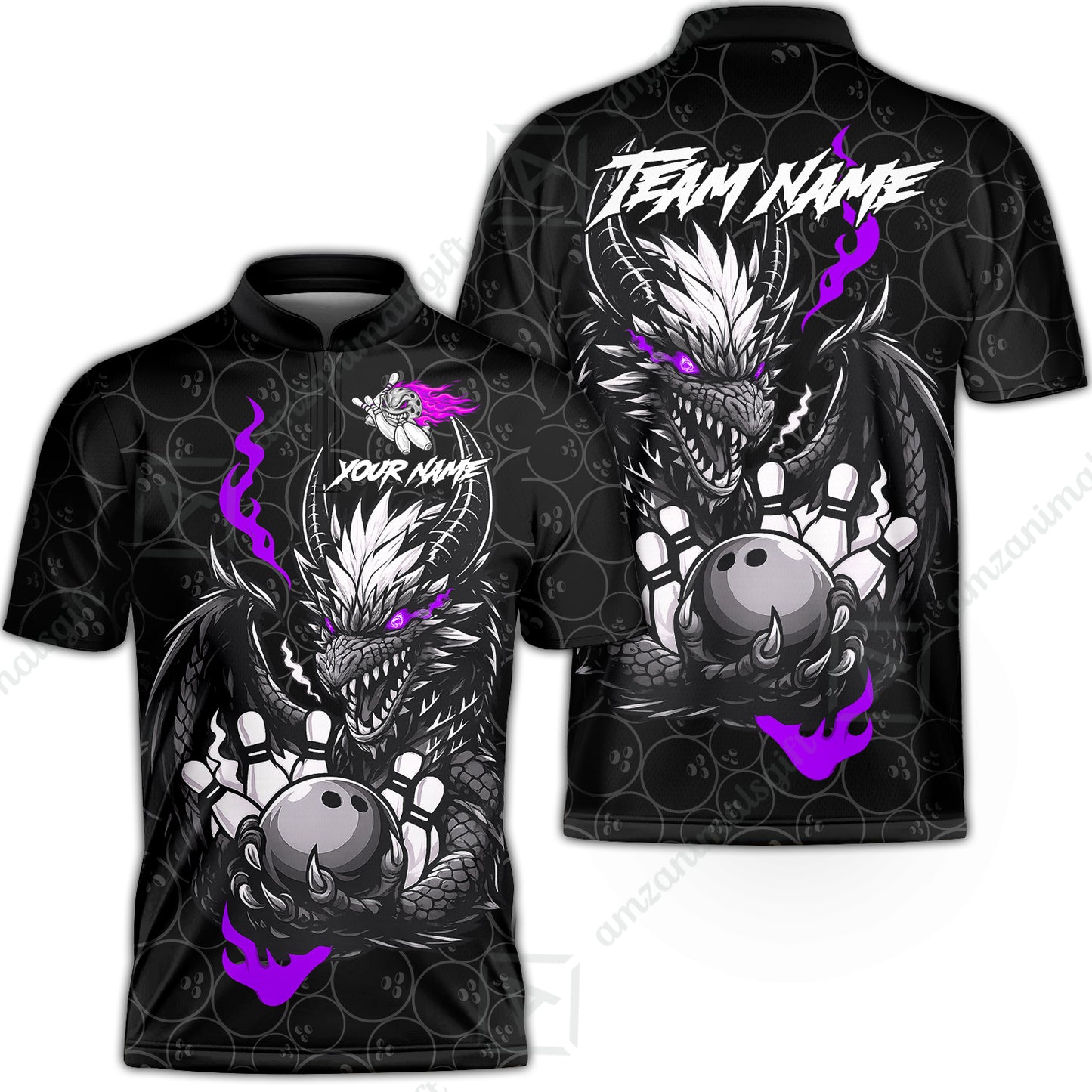 Custom Badass Dragon Bowling Jersey Polo Shirt, Custom Badass Dragon Bowling Team Shirt For Players With Name & Team Name