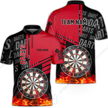 Custom Fire Darts Men Polo Team Shirts, Custom Darts League Team Jersey Polo , Custom Darts Team Jerseys Uniform