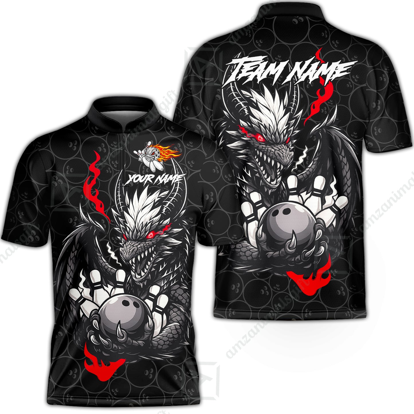 Custom Badass Dragon Bowling Jersey Polo Shirt, Custom Badass Dragon Bowling Team Shirt For Players With Name & Team Name