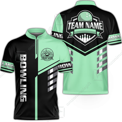 Custom Bowling Team Shirt – Modern Split Design Multicolor Option Personalized Jersey Bowling Uniform For League Players