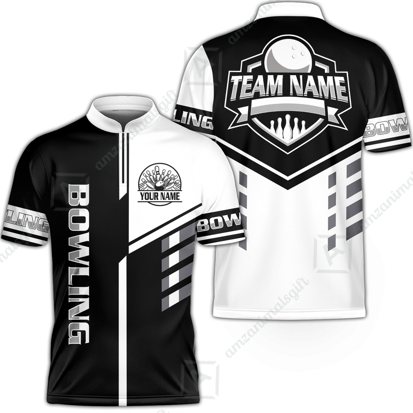 Custom Bowling Team Shirt – Modern Split Design Multicolor Option Personalized Jersey Bowling Uniform For League Players