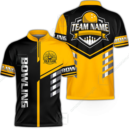 Custom Bowling Team Shirt – Modern Split Design Multicolor Option Personalized Jersey Bowling Uniform For League Players