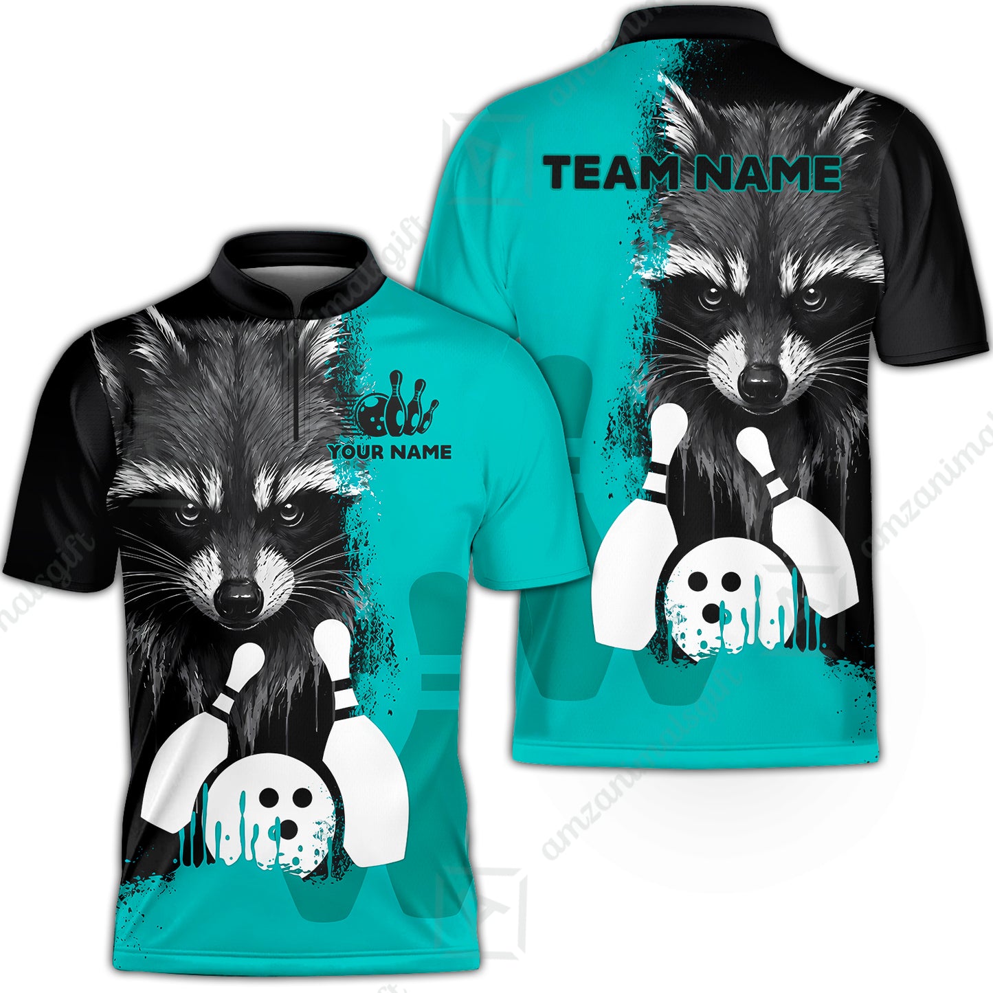 Custom Bowling Jersey Polo Shirt, Raccoon Bowling, Custom Bowling Jersey Team Shirt For Players With Name & Team Name