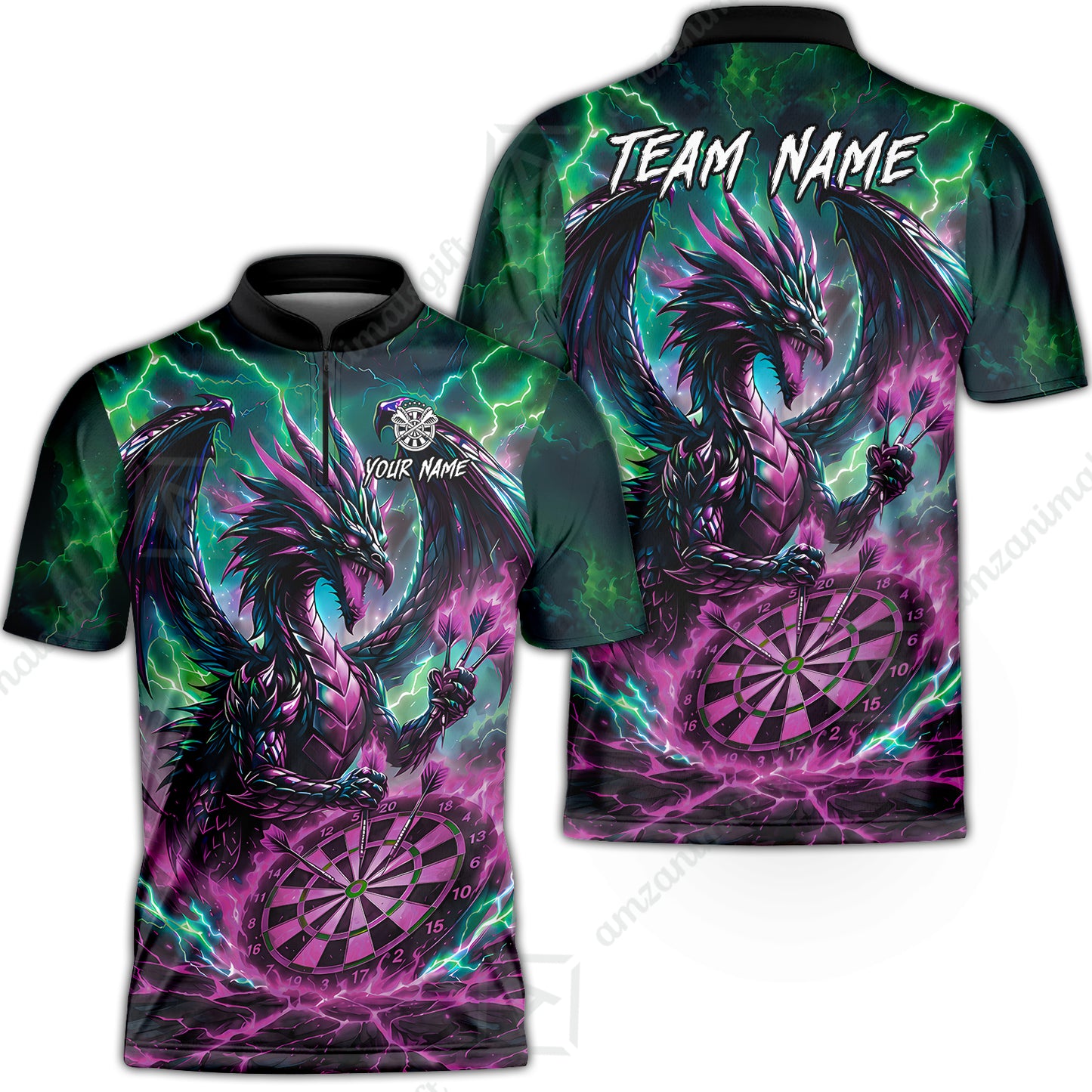 Custom Darts Jersey Polo Shirt, Dragon Fire Darts, Custom Dart Jersey Team Shirt For Players With Name & Team Name