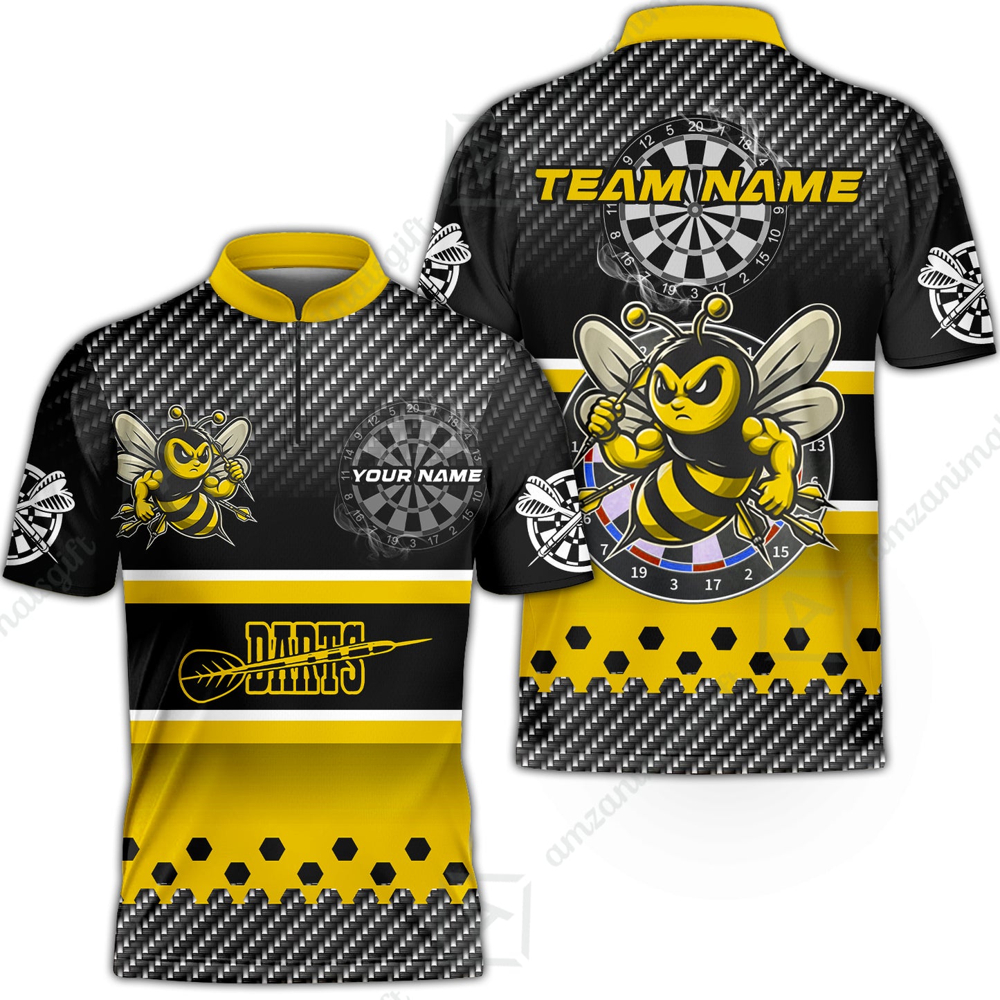 Custom Funny Bee Darts Unisex Polo Team Shirts, Custom Team League Darts Jersey Polo , Custom Darts Team Jerseys Uniform