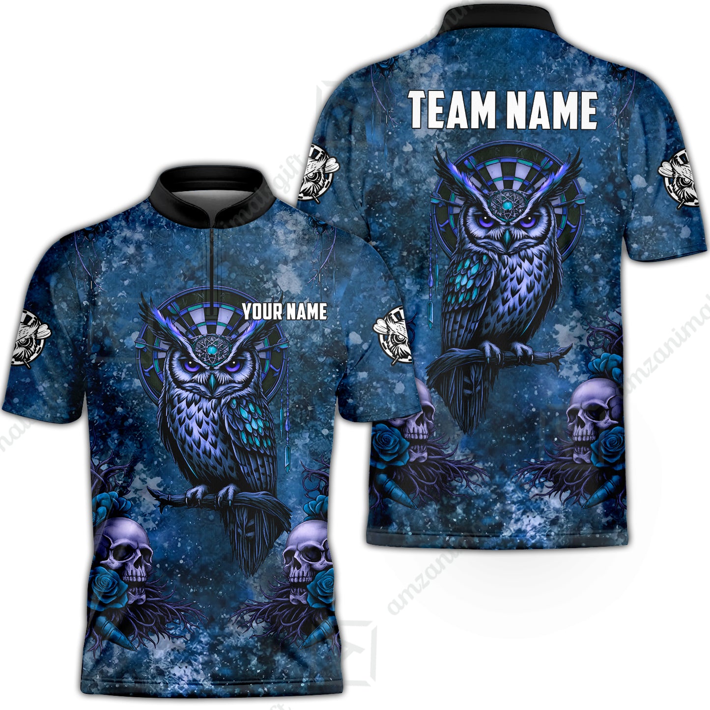 Custom Darts Team Jersey, Personalized Spooky Owl Jersey Shirt For Players With Name & Team Name