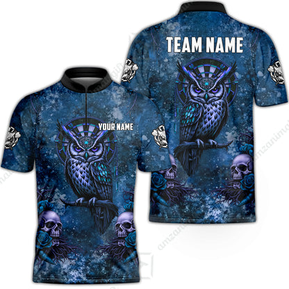 Custom Darts Team Jersey, Personalized Spooky Owl Jersey Shirt For Players With Name & Team Name