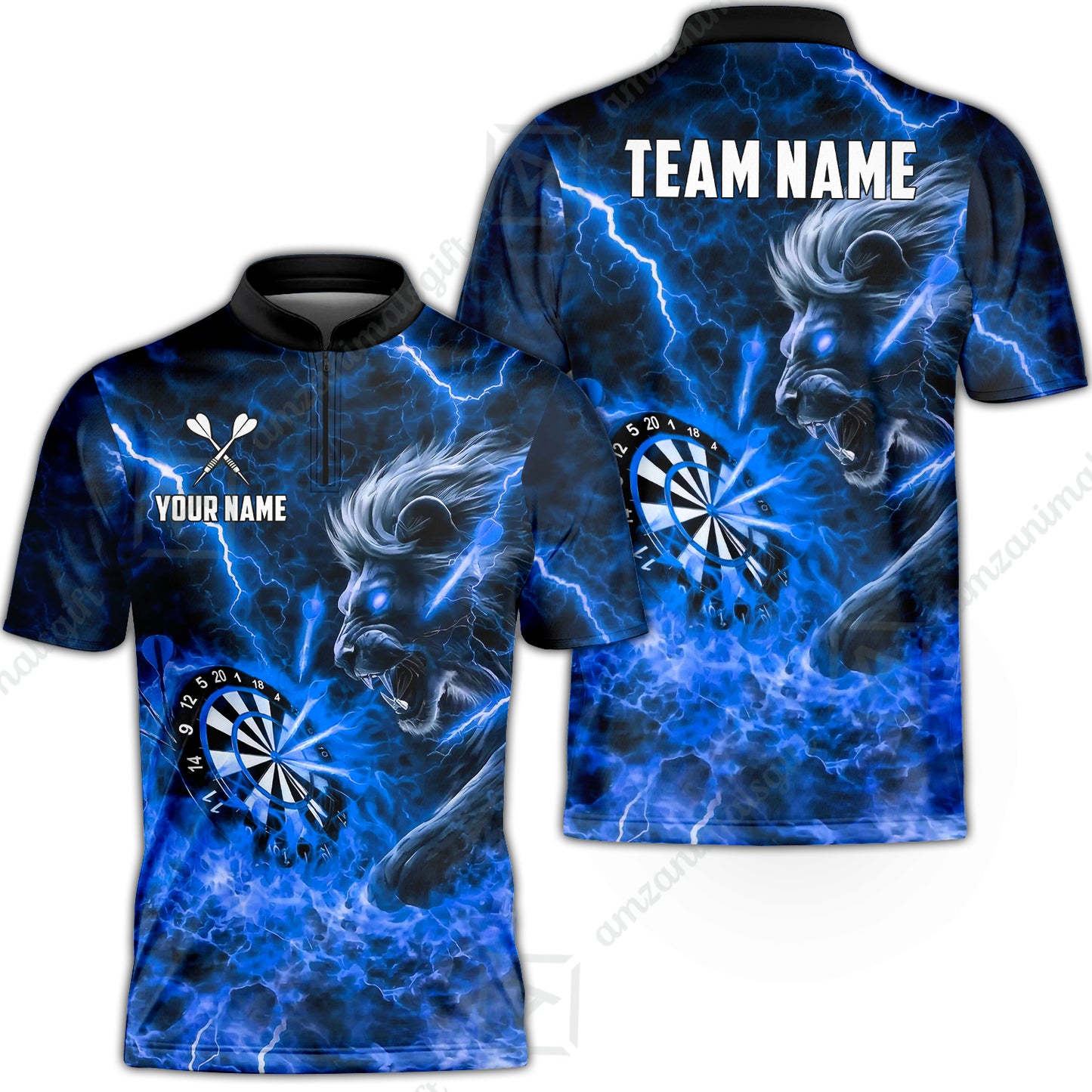 Custom Darts Team Jersey, Personalized Lightning Lion Jersey Shirt For Players With Name & Team Name