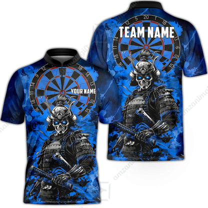 Custom Darts Team Jersey, Personalized Skull Samurai Dartboard Dart Polo Shirt For Players With Name & Team Name