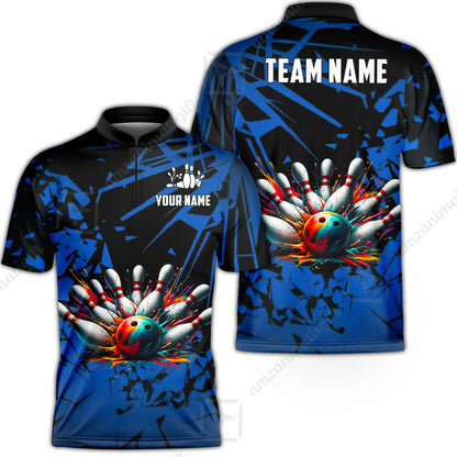 Custom Bowling Jersey Polo Shirt, Strike Explosion Bowling, Custom Bowling Jersey Team Shirt For Players With Name & Team Name