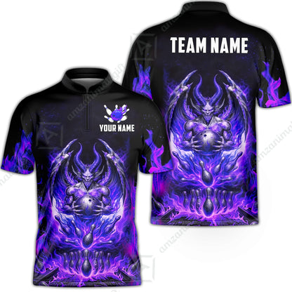 Custom Hellfire Bowling Jersey Polo Shirt, Custom Hellfire Bowling Jersey Team Shirt For Players With Name & Team Name