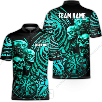 Custom Darts Team Jersey, Personalized Neon Skull Jersey Shirt For Players With Name & Team Name