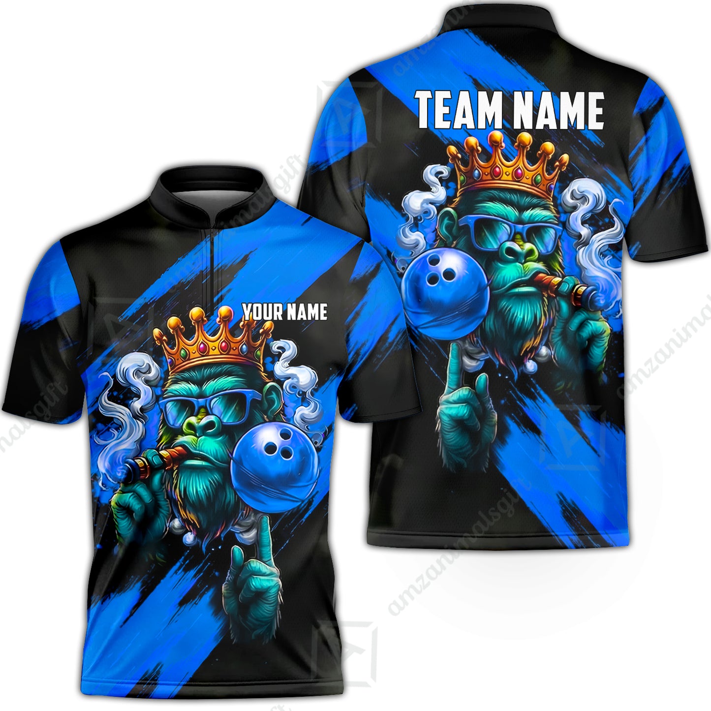 Custom Bowling Jersey Polo Shirt, Gorilla Boss King, Custom Bowling Jersey Team Shirt For Players With Name & Team Name