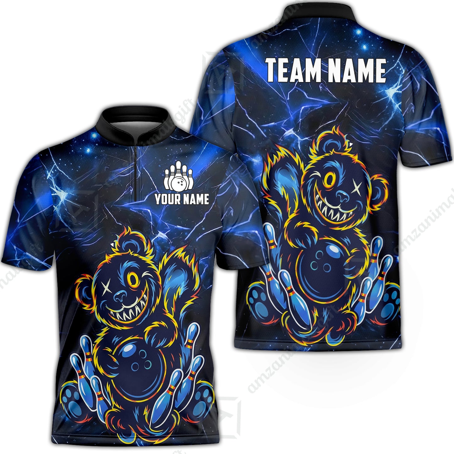 Custom Creepy Teddy Bowling Jersey Polo Shirt, Custom Creepy Teddy Bowling Jersey Team Shirt For Players With Name & Team Name