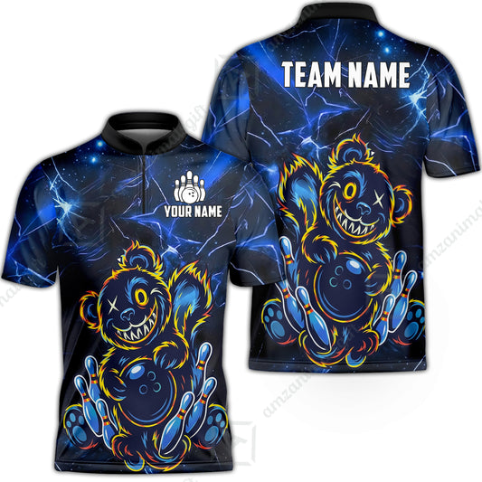 Custom Creepy Teddy Bowling Jersey Polo Shirt, Custom Creepy Teddy Bowling Jersey Team Shirt For Players With Name & Team Name