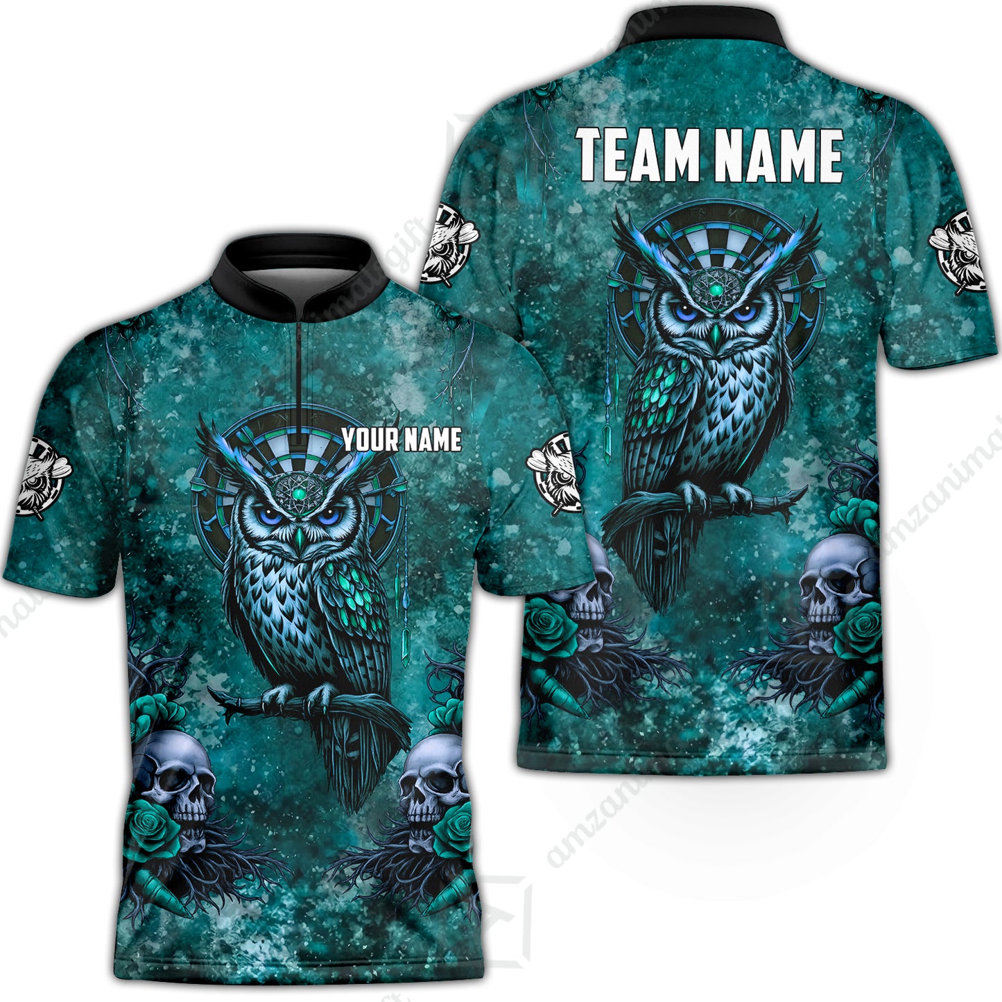 Custom Darts Team Jersey, Personalized Spooky Owl Jersey Shirt For Players With Name & Team Name