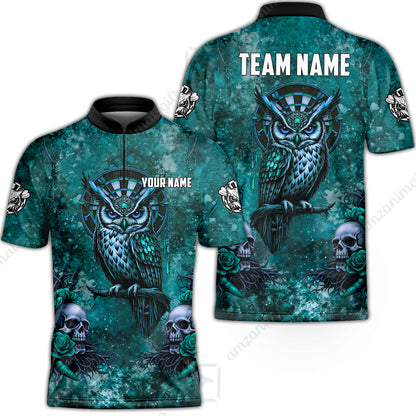 Custom Darts Team Jersey, Personalized Spooky Owl Jersey Shirt For Players With Name & Team Name