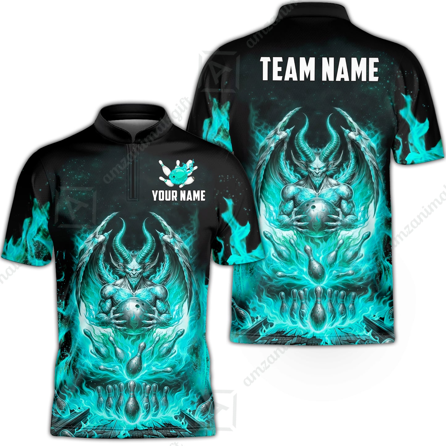 Custom Hellfire Bowling Jersey Polo Shirt, Custom Hellfire Bowling Jersey Team Shirt For Players With Name & Team Name