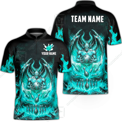 Custom Hellfire Bowling Jersey Polo Shirt, Custom Hellfire Bowling Jersey Team Shirt For Players With Name & Team Name