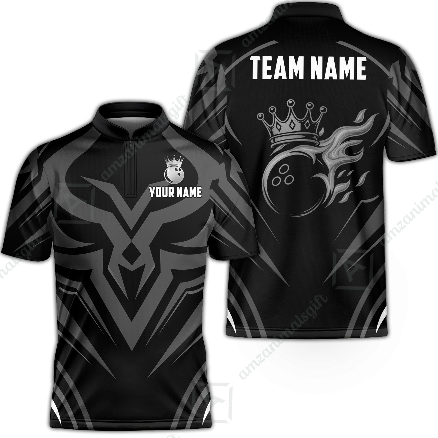 Custom Bowling Jersey Polo Shirt, Crowned Bowling Ball, Custom Bowling Jersey Team Shirt For Players With Name & Team Name