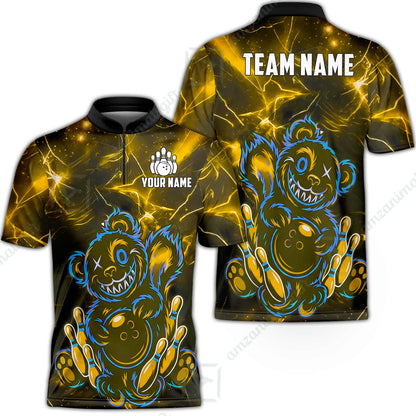 Custom Creepy Teddy Bowling Jersey Polo Shirt, Custom Creepy Teddy Bowling Jersey Team Shirt For Players With Name & Team Name