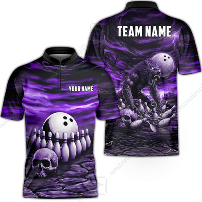 Custom Full Moon Werewolf Bowling Jersey Polo Shirt, Custom Full Moon Werewolf Bowling Jersey Team Shirt For Players With Name & Team Name