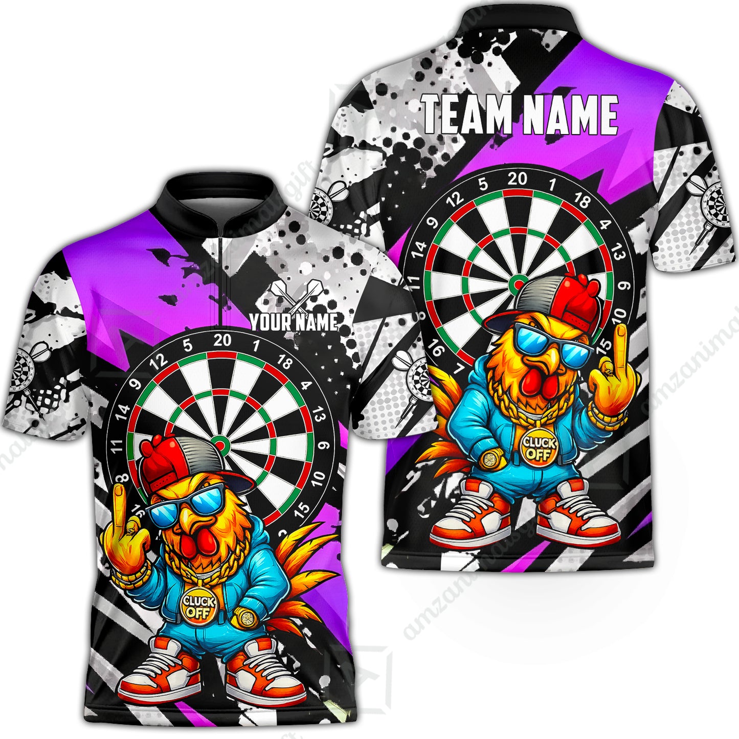 Custom Darts Team Jersey, Personalized Street Rebel Rooster Darts Polo Shirt For Players With Name & Team Name