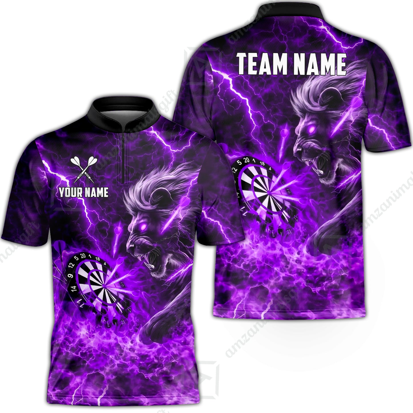 Custom Darts Team Jersey, Personalized Lightning Lion Jersey Shirt For Players With Name & Team Name