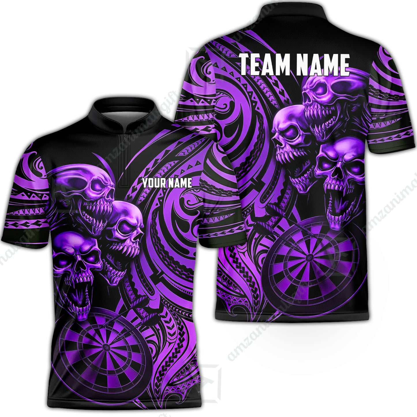 Custom Darts Team Jersey, Personalized Neon Skull Jersey Shirt For Players With Name & Team Name