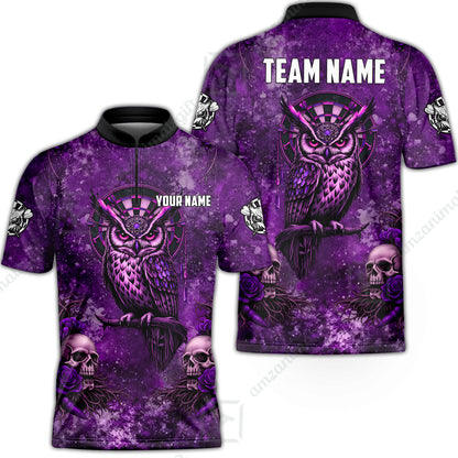Custom Darts Team Jersey, Personalized Spooky Owl Jersey Shirt For Players With Name & Team Name