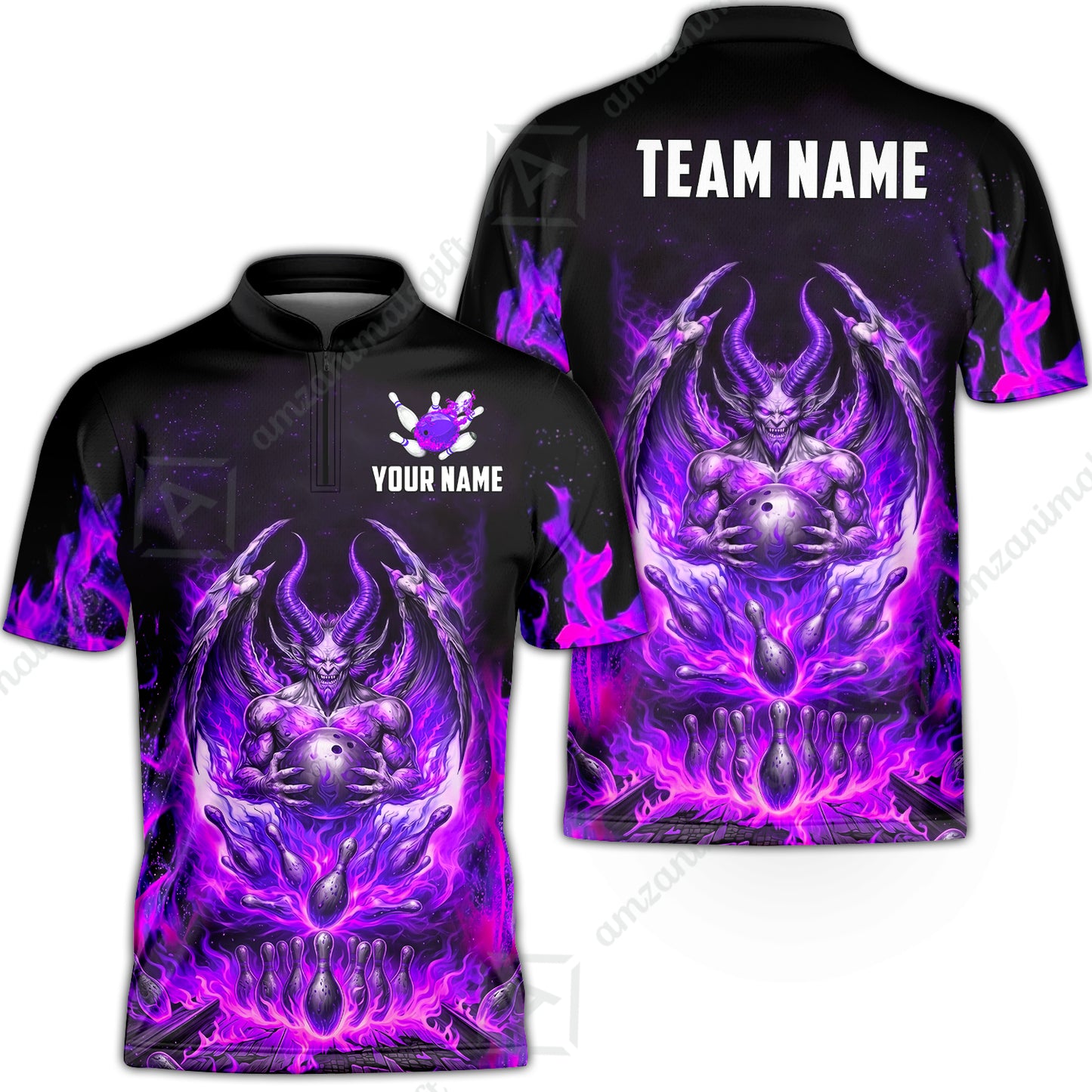 Custom Hellfire Bowling Jersey Polo Shirt, Custom Hellfire Bowling Jersey Team Shirt For Players With Name & Team Name
