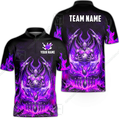 Custom Hellfire Bowling Jersey Polo Shirt, Custom Hellfire Bowling Jersey Team Shirt For Players With Name & Team Name