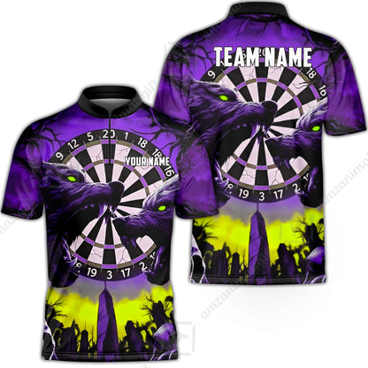 Custom Darts Team Jersey, Personalized Black Forest Wolves Dart Polo Shirt For Players With Name & Team Name