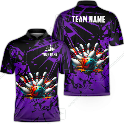 Custom Bowling Jersey Polo Shirt, Strike Explosion Bowling, Custom Bowling Jersey Team Shirt For Players With Name & Team Name