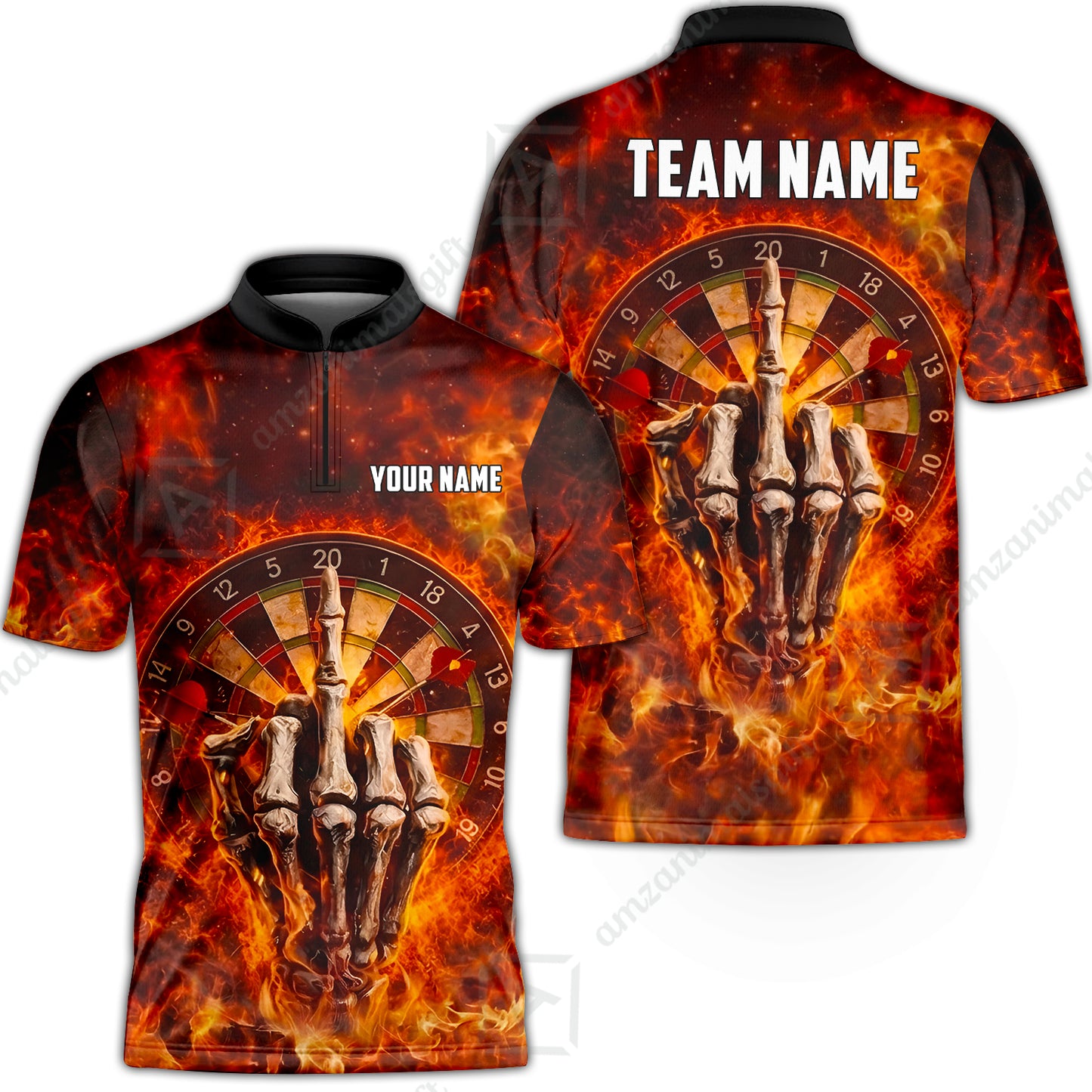Custom Darts Team Jersey, Personalized Reaper Bullseye Dart Polo Shirt For Players With Name & Team Name