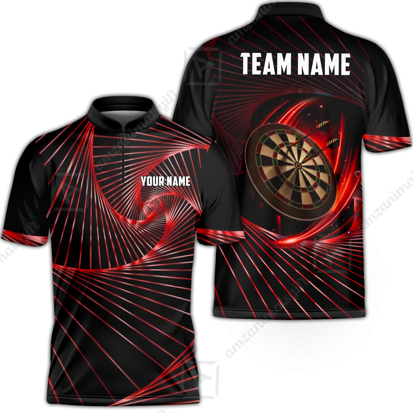 Custom Darts Team Jersey, Personalized Dark Flame Dart Polo Shirt For Players With Name & Team Name