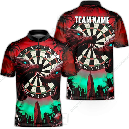 Custom Darts Team Jersey, Personalized Black Forest Wolves Dart Polo Shirt For Players With Name & Team Name