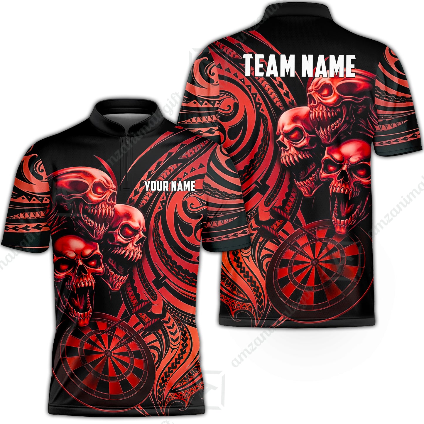 Custom Darts Team Jersey, Personalized Neon Skull Jersey Shirt For Players With Name & Team Name