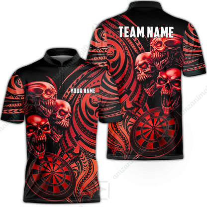 Custom Darts Team Jersey, Personalized Neon Skull Jersey Shirt For Players With Name & Team Name