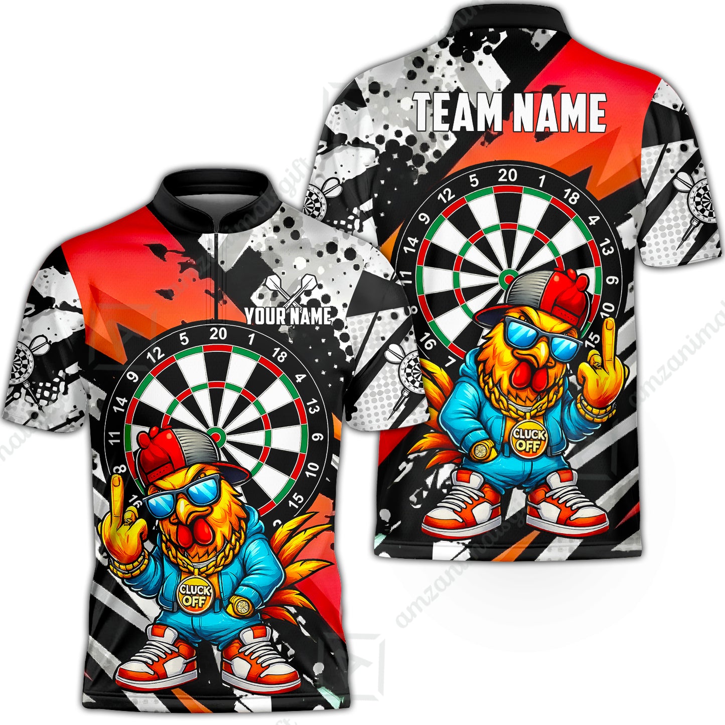 Custom Darts Team Jersey, Personalized Street Rebel Rooster Darts Polo Shirt For Players With Name & Team Name