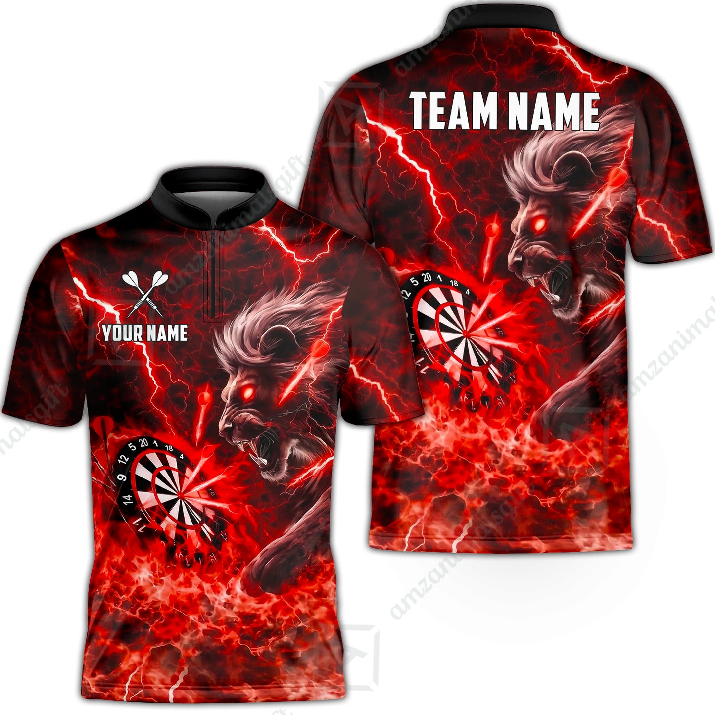 Custom Darts Team Jersey, Personalized Lightning Lion Jersey Shirt For Players With Name & Team Name