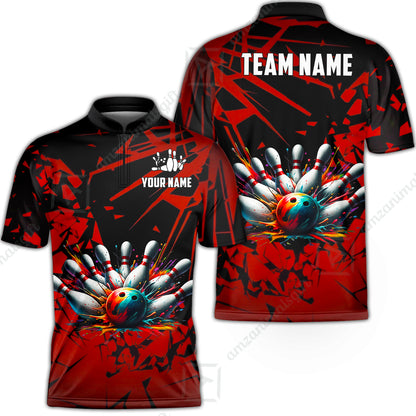Custom Bowling Jersey Polo Shirt, Strike Explosion Bowling, Custom Bowling Jersey Team Shirt For Players With Name & Team Name