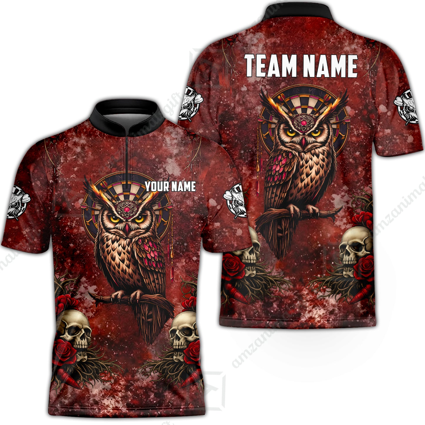 Custom Darts Team Jersey, Personalized Spooky Owl Jersey Shirt For Players With Name & Team Name