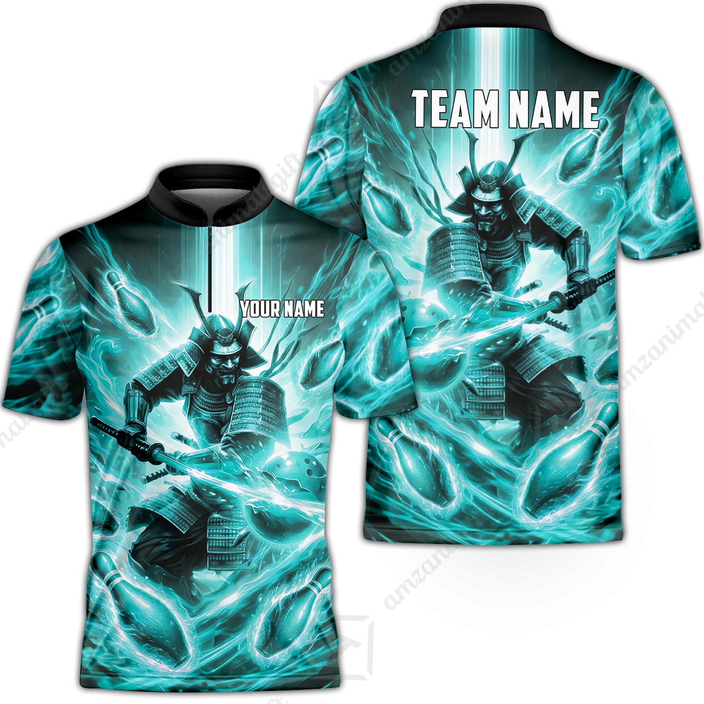 Custom Bowling Jersey Polo Shirt, Japanese Samurai Warrior Bowling, Custom Bowling Jersey Team Shirt For Players With Name & Team Name