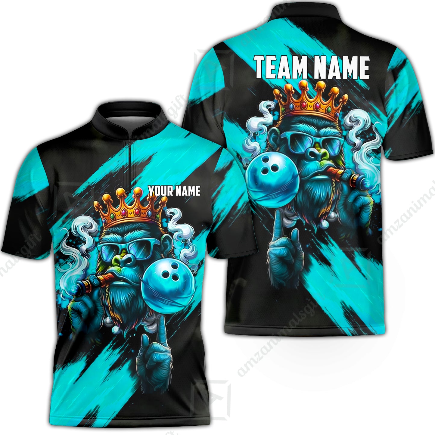 Custom Bowling Jersey Polo Shirt, Gorilla Boss King, Custom Bowling Jersey Team Shirt For Players With Name & Team Name
