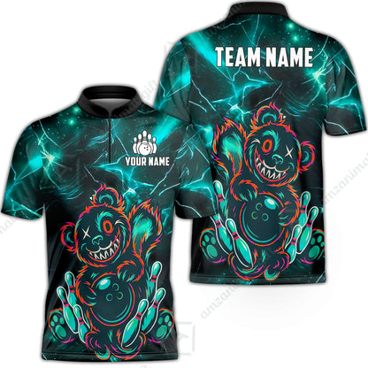 Custom Creepy Teddy Bowling Jersey Polo Shirt, Custom Creepy Teddy Bowling Jersey Team Shirt For Players With Name & Team Name
