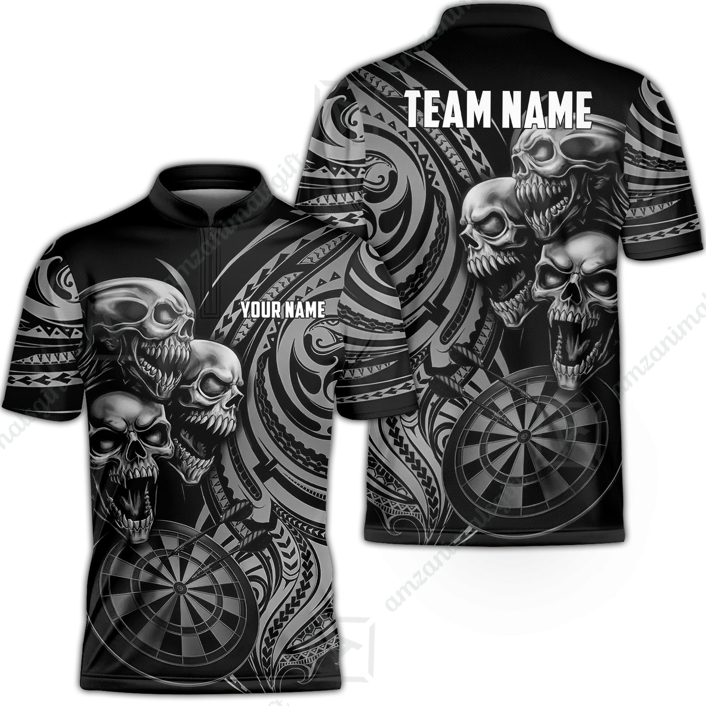Custom Darts Team Jersey, Personalized Neon Skull Jersey Shirt For Players With Name & Team Name