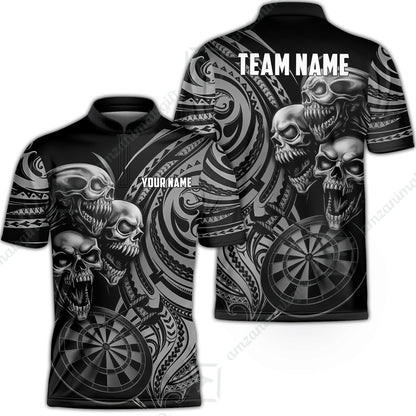Custom Darts Team Jersey, Personalized Neon Skull Jersey Shirt For Players With Name & Team Name