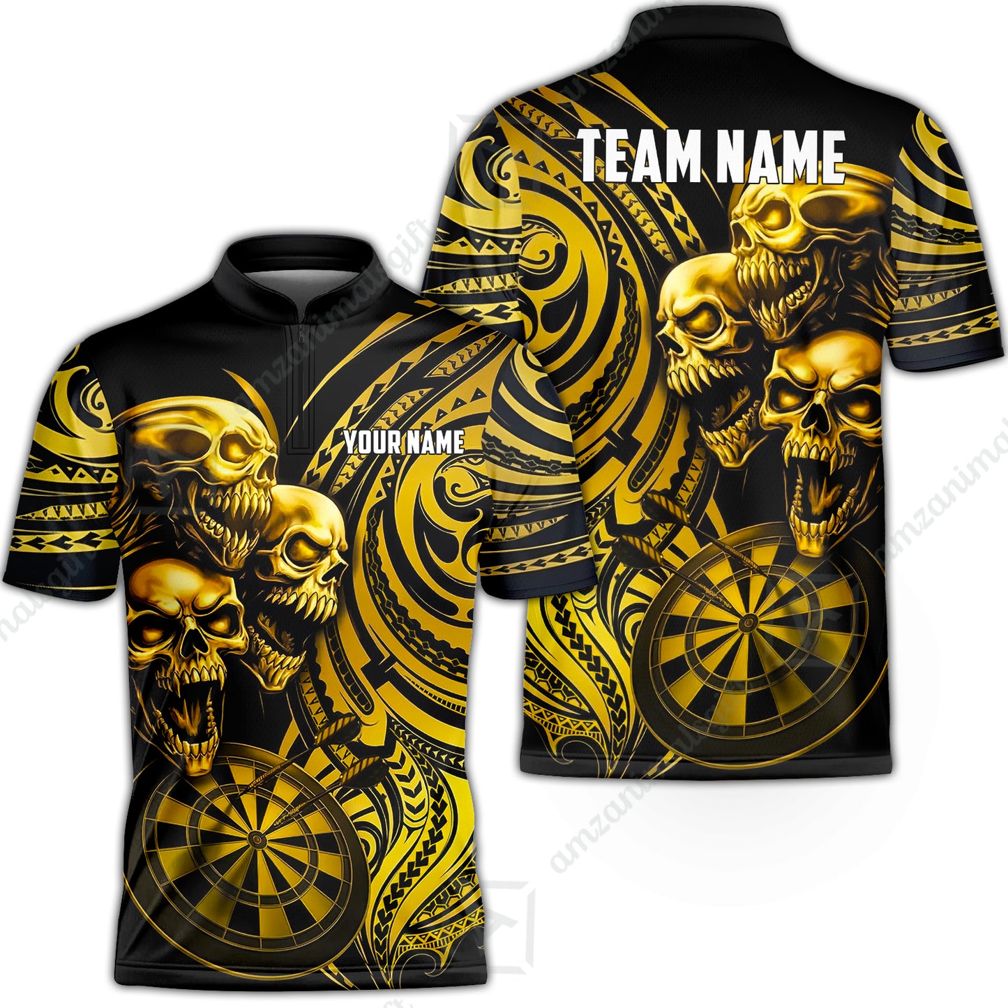Custom Darts Team Jersey, Personalized Neon Skull Jersey Shirt For Players With Name & Team Name