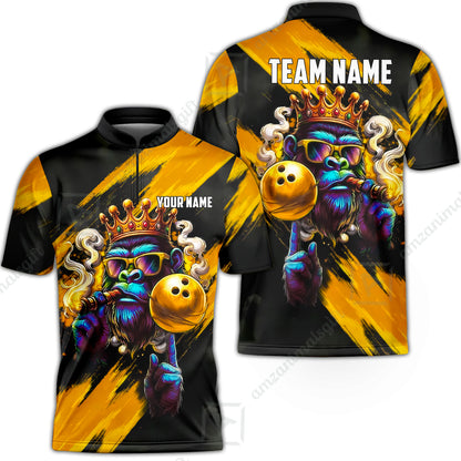Custom Bowling Jersey Polo Shirt, Gorilla Boss King, Custom Bowling Jersey Team Shirt For Players With Name & Team Name
